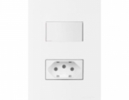 Conjunto 1 Interruptor Simples + 1 Tomada 2P+T 10A - Cor Branco